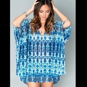 Show‎ Me Your Mumu Peta Tunic Top Womens S Blue Boho Resort Beach Vacation Swim
